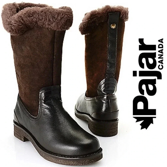 PAJAR Women's Winter Boots Dark Brown Suede Leather Shearling NWT Size 38 - Picture 14 of 16